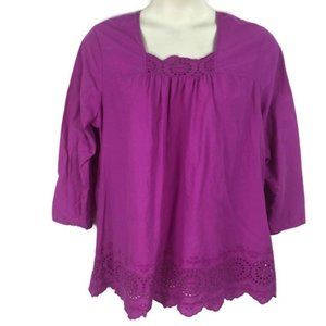 St Johns Bay XXLT Tall Violet Tunic Top Eyelet